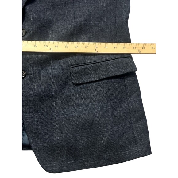 RALPH LAUREN GRAY WINDOWPANE WOOL BLAZER SUEDE ELBOW PATCHES MEN 44R - Picture 5 of 8